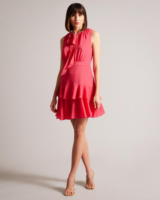 Peignoir Ted Baker Asymmetric Tiered Mini Corail Femme | TMR-77397081